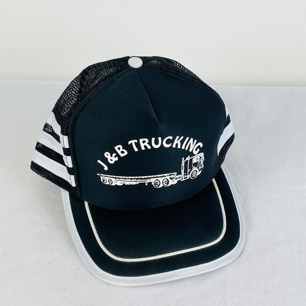 J & B Trucking  Baseball Hat Truck Black White Truckers Rural‎ Workwear Rugged